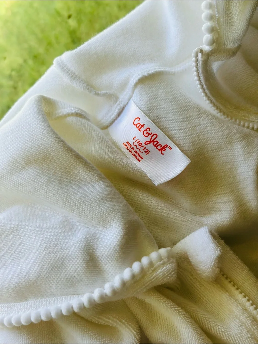 Cat & Jack Girl’s White Hooded Zip Front Swim Coverup - Youth Large, New